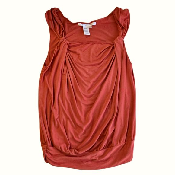 Orange Top Size L Sleeveless Square Neck Banded Blouson Bottom Max Studio - Picture 8 of 8